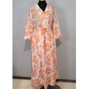 Vintage 70s orange floral house dress